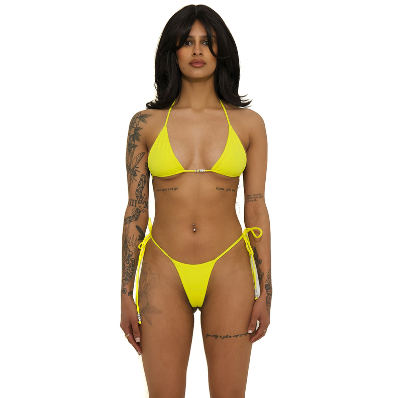Yellow "OG [drip]" Triangle Bikini Top