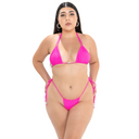 Model wearing Hot Pink [Cut Off] Bikini Bottom, front view on a white background