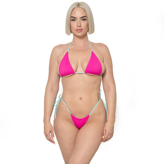 Pink/Blue Essential [drip] Triangle Bikini Top