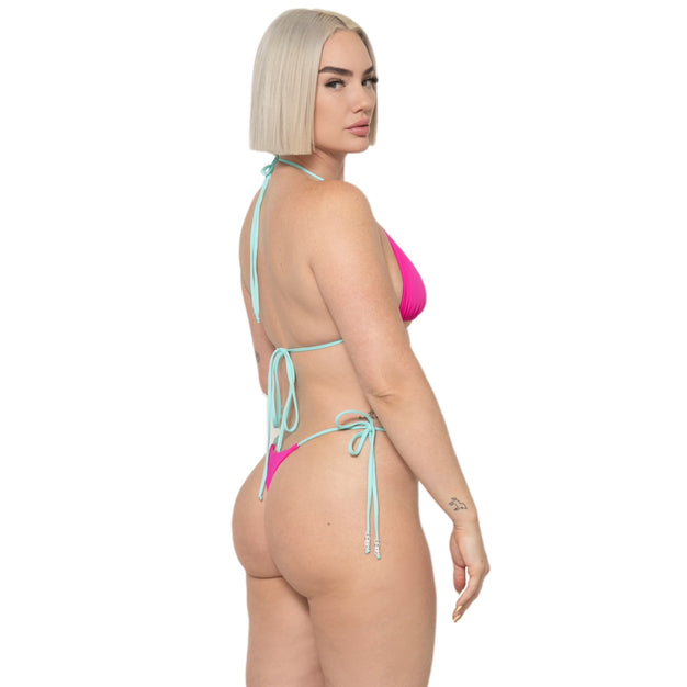 Pink/Blue Essential [drip] Triangle Bikini Top