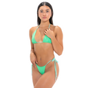 Model wearing Bright and Pastel Green two-tone OG [drip] Bikini Bottom, front view on a white background
